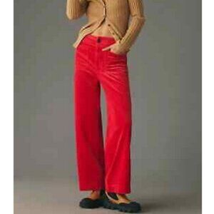 Anthropologie Maeve 24T NWT The Colette Cropped Wide-Leg Corduroy Pants Red 24 T